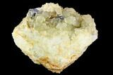 Yellow Cubic Fluorite Crystal Cluster with Galena - Morocco #104606-2